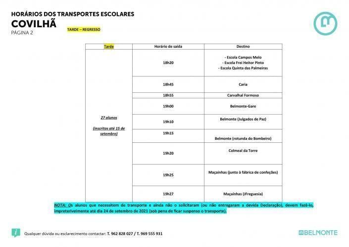 Horários Transportes Escolares Covilha 2 Novo — ampliar imagem