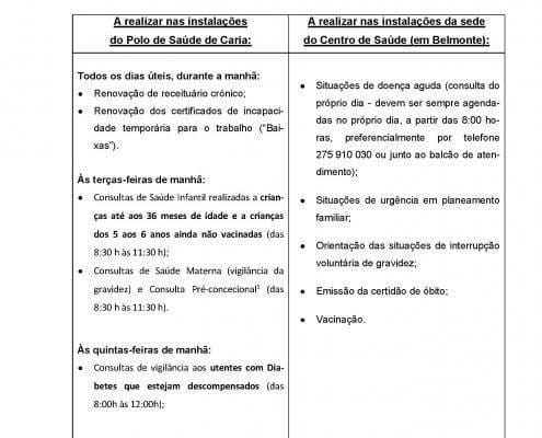 Aviso Aos Utentes Inscritos No Polo De Saúde De Caria Página 2 — ampliar imagem