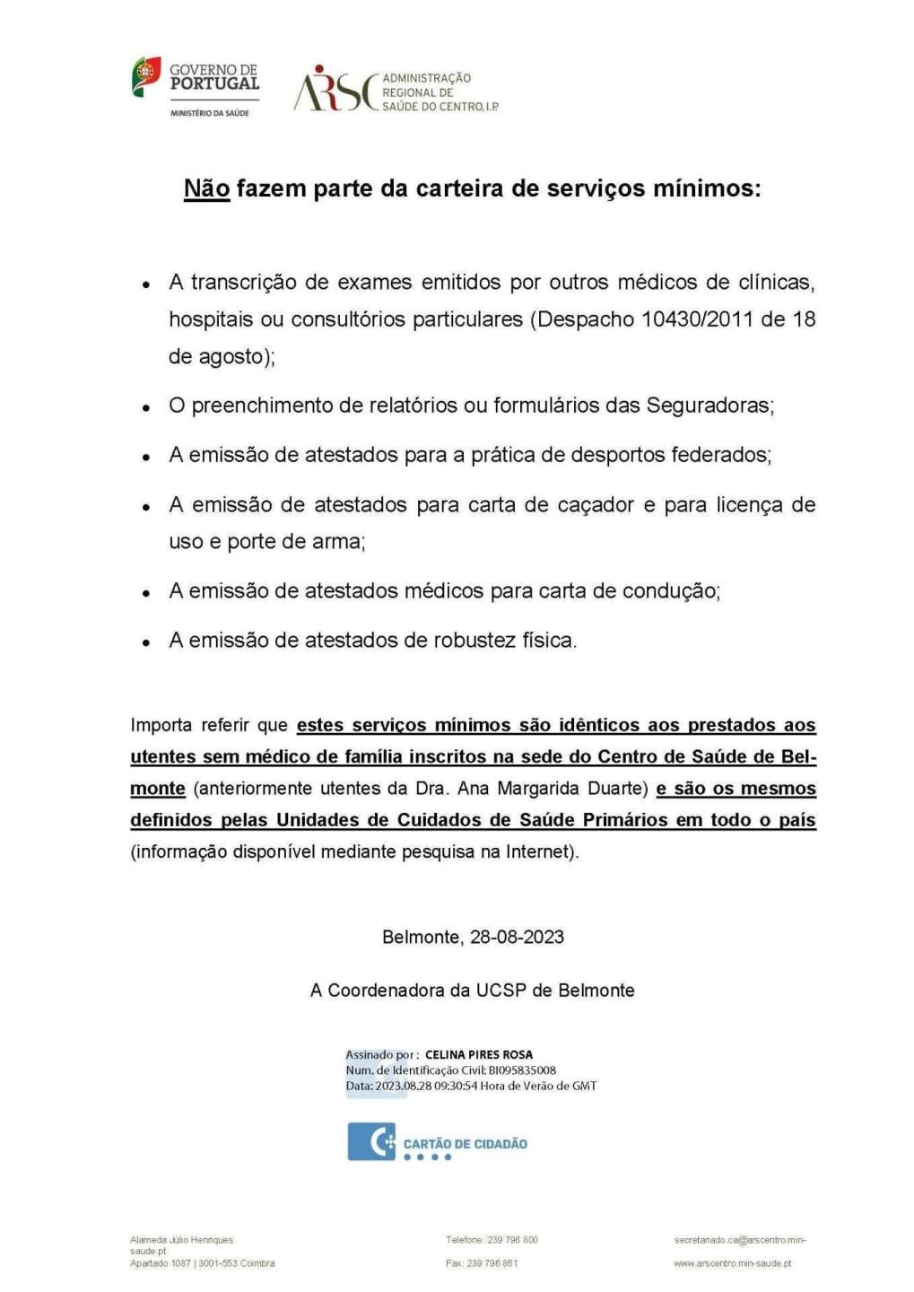 Aviso Aos Utentes Inscritos No Polo De Saúde De Caria Página 3 — ampliar imagem